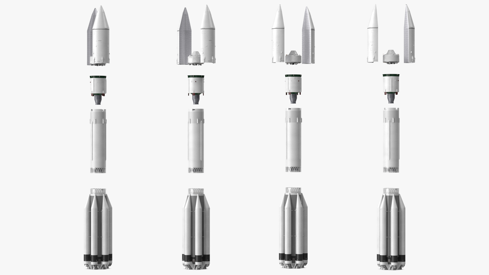 3D model Heavy Lift Launch Rocket Main Parts