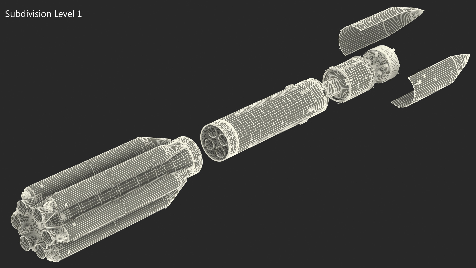 3D model Heavy Lift Launch Rocket Main Parts