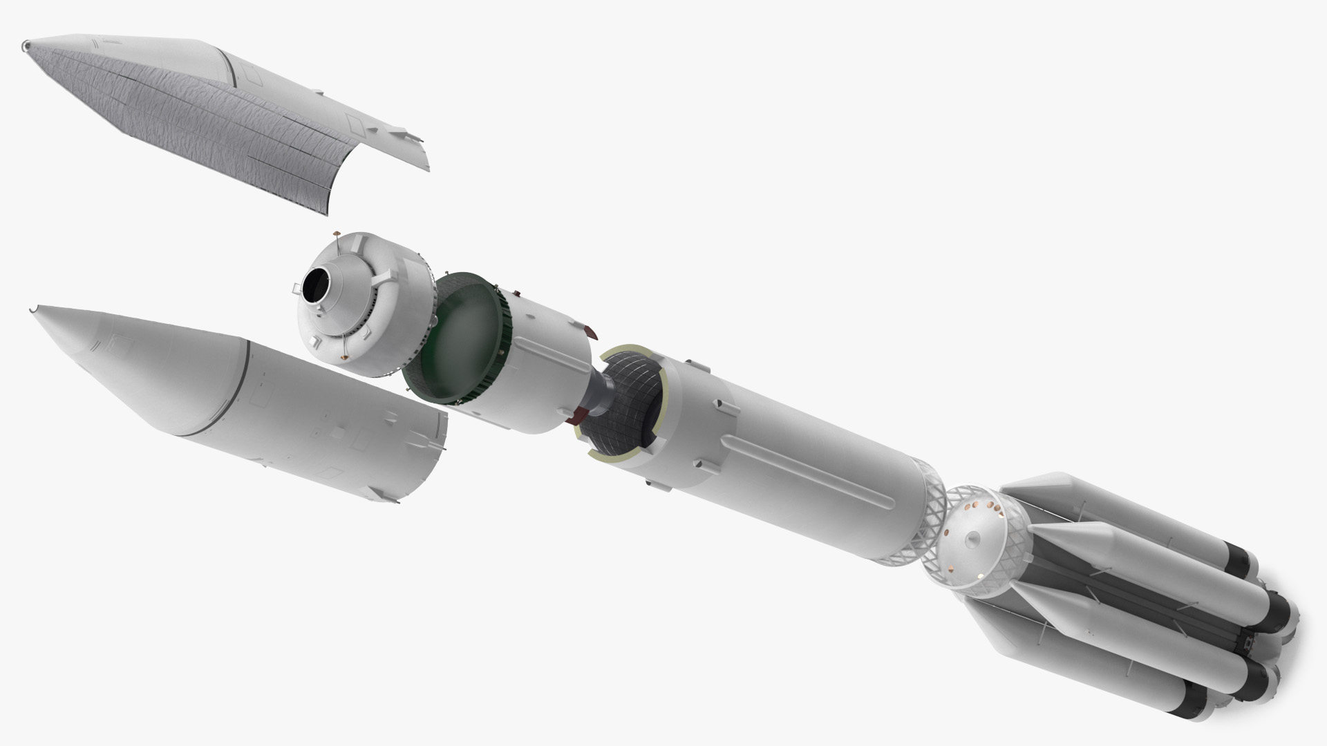 3D model Heavy Lift Launch Rocket Main Parts