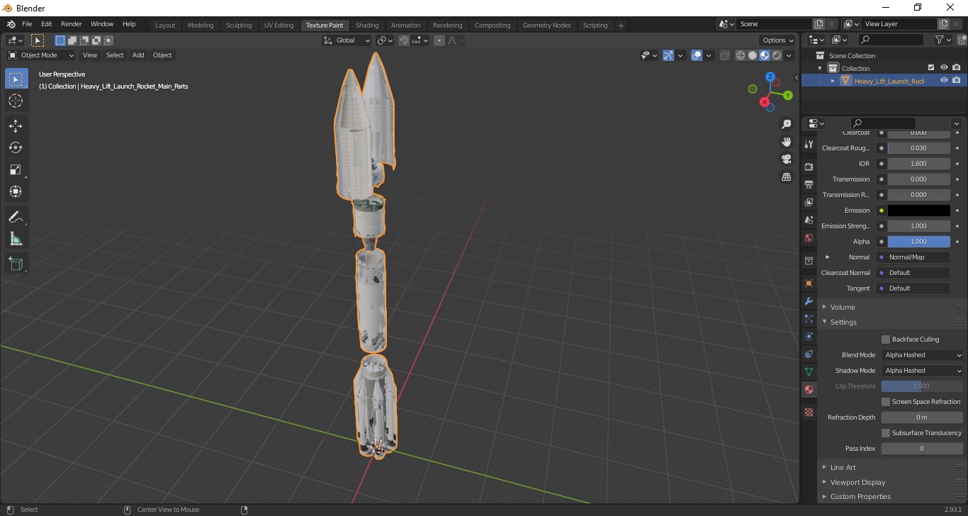 3D model Heavy Lift Launch Rocket Main Parts