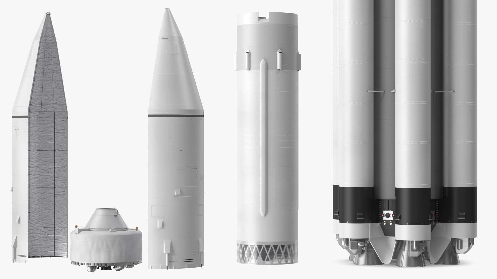 3D model Heavy Lift Launch Rocket Main Parts