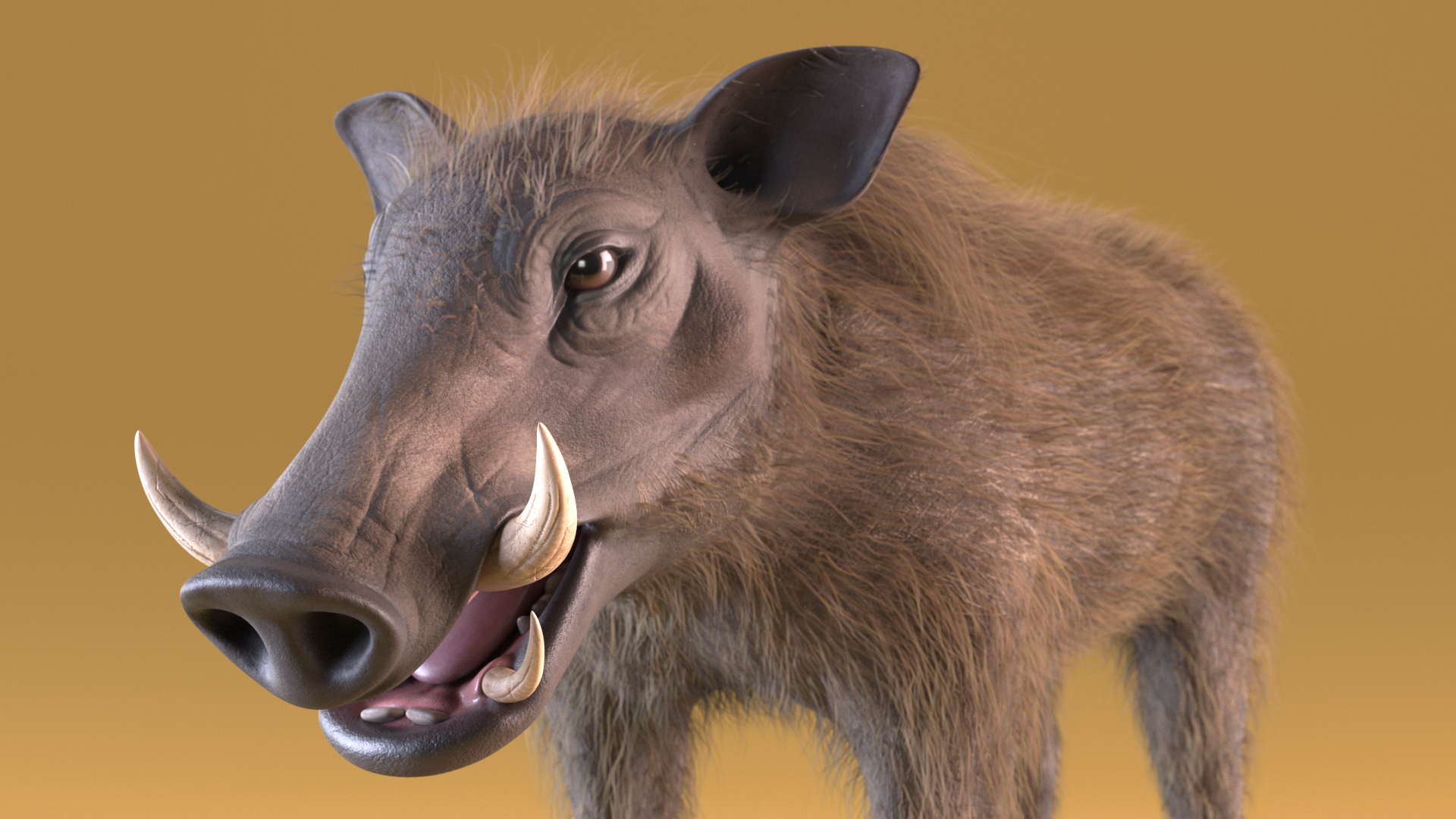 3D Warthog Fur Rigged model