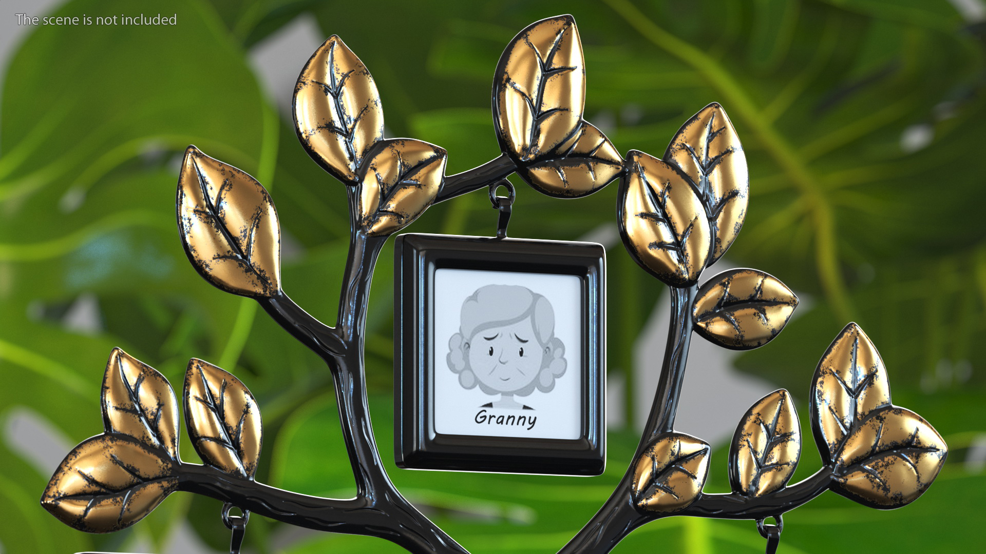 Gold Photo Frame with Black Family Tree 3D model