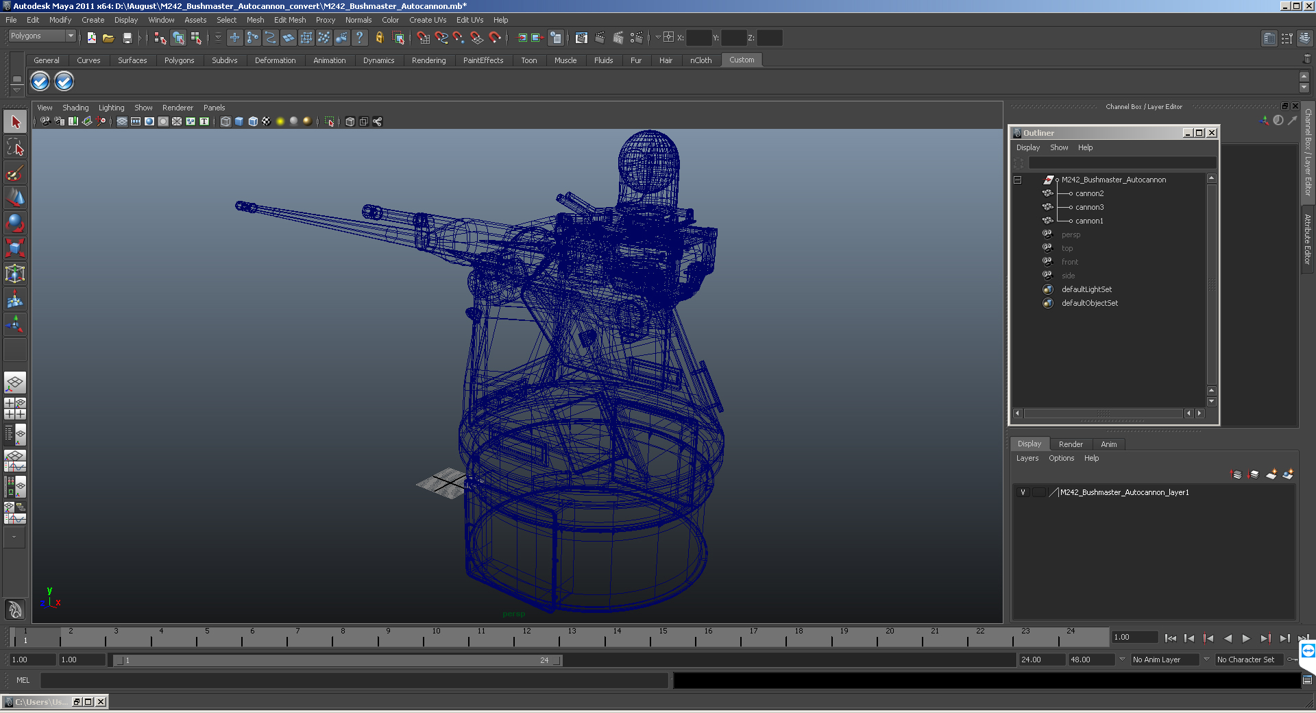 3D M242 Bushmaster Autocannon