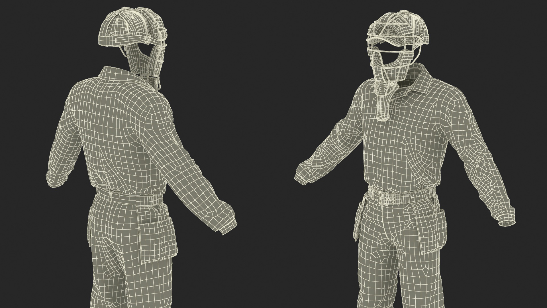 Uniform for Baseball Umpire with Mask 3D