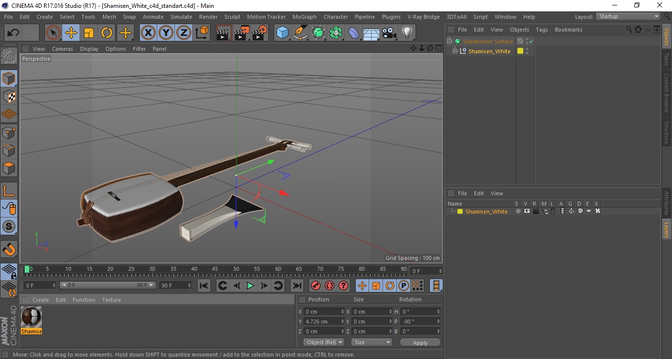 Shamisen White 3D model