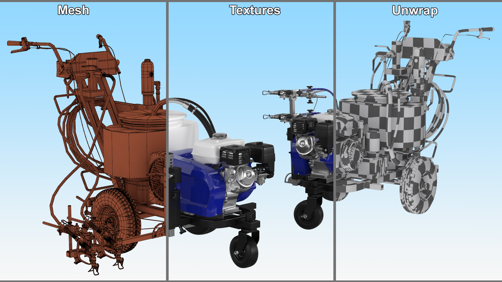 3D Cold Paint Road Marking Machine Rigged model