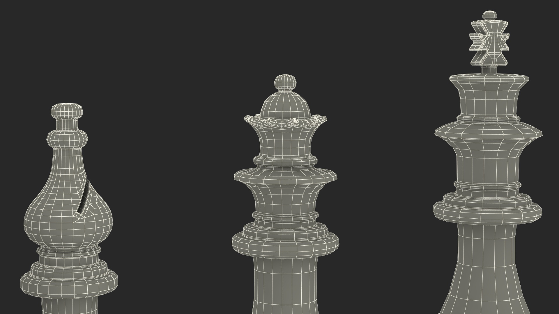 3D Red Chess Figures Set