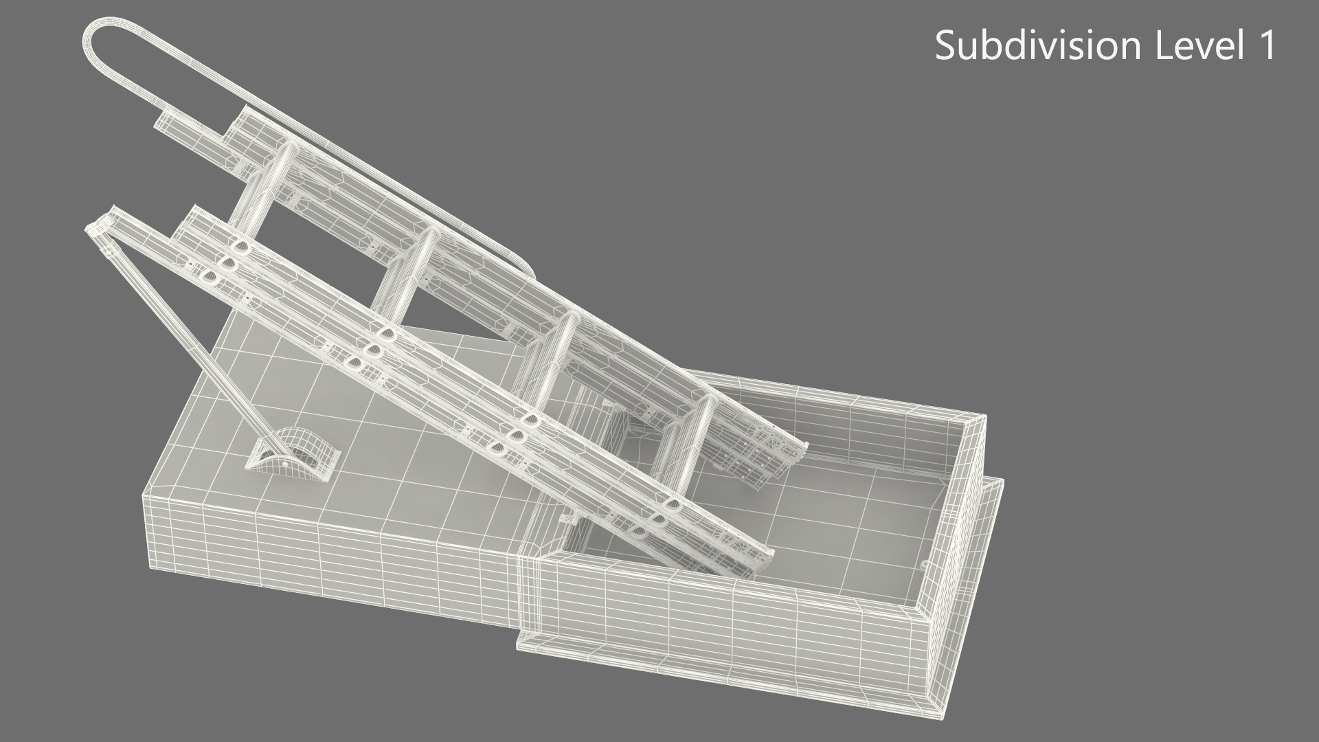 3D model Metal Attic Ladder Rigged