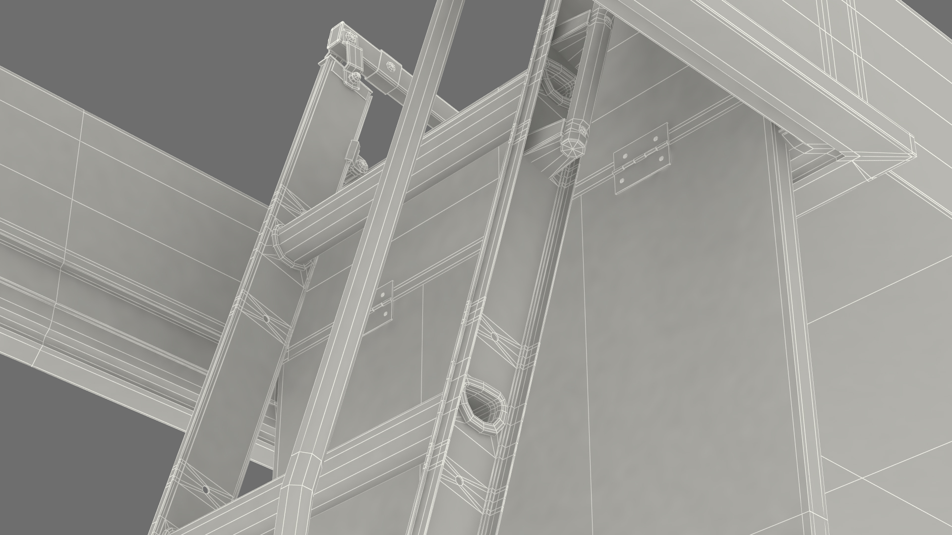 3D model Metal Attic Ladder Rigged