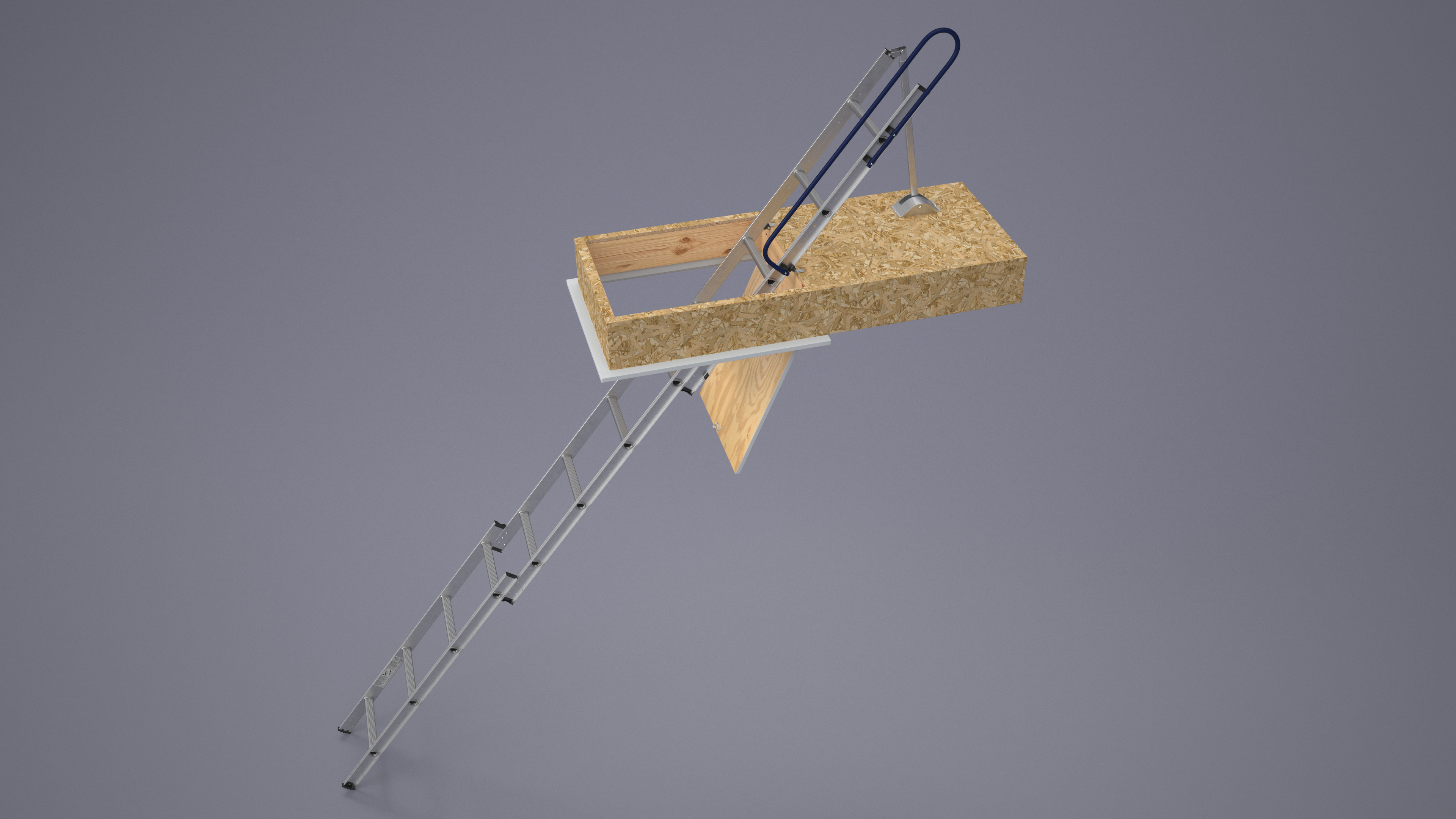 3D model Metal Attic Ladder Rigged