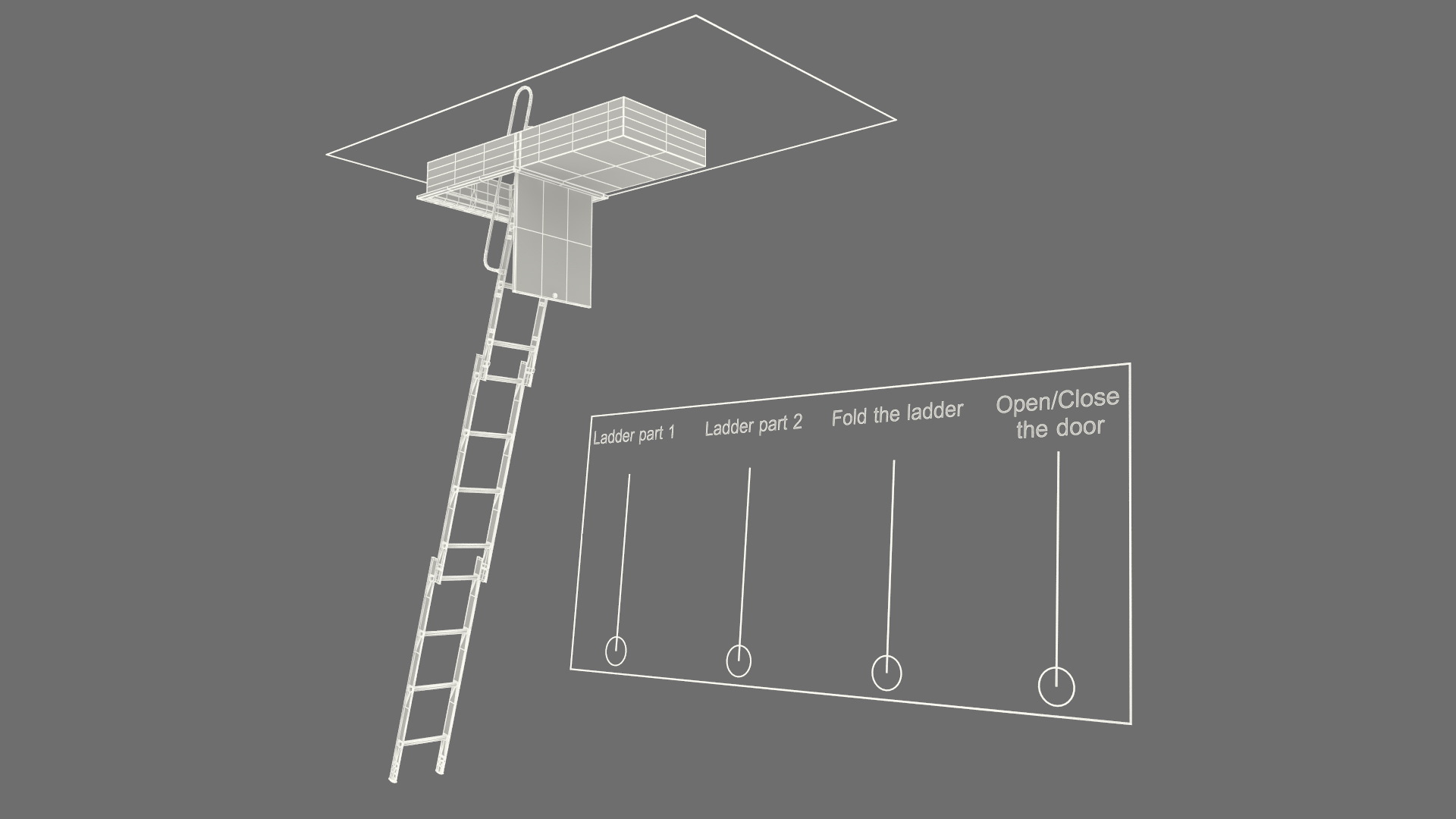 3D model Metal Attic Ladder Rigged