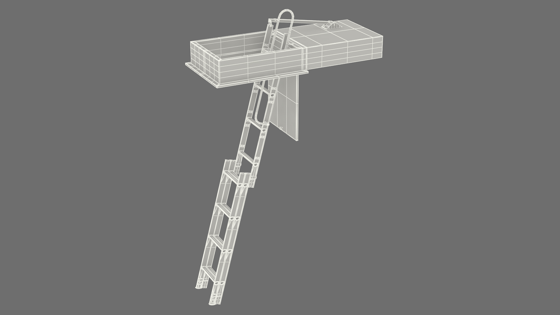 3D model Metal Attic Ladder Rigged