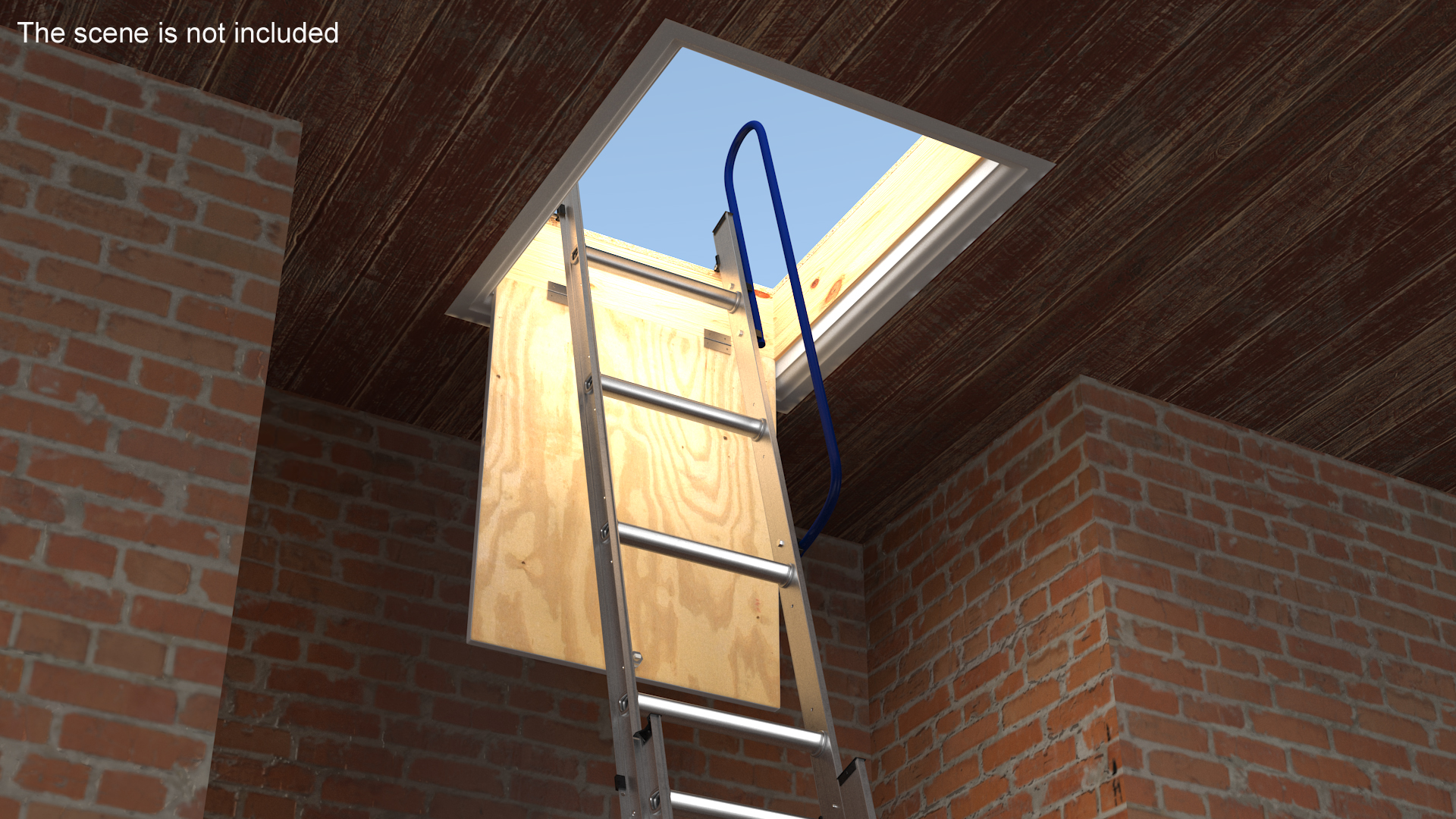 3D model Metal Attic Ladder Rigged