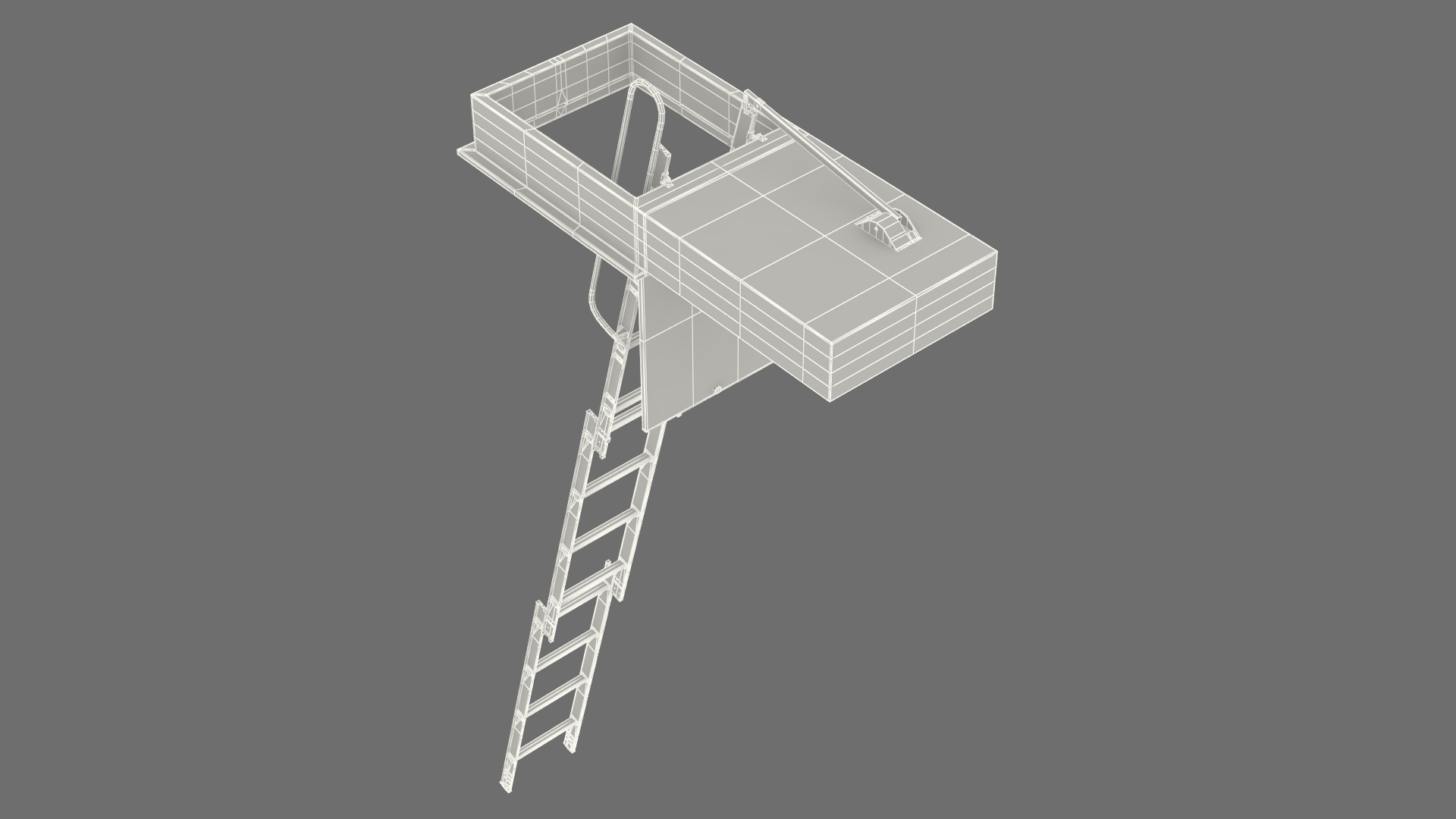 3D model Metal Attic Ladder Rigged