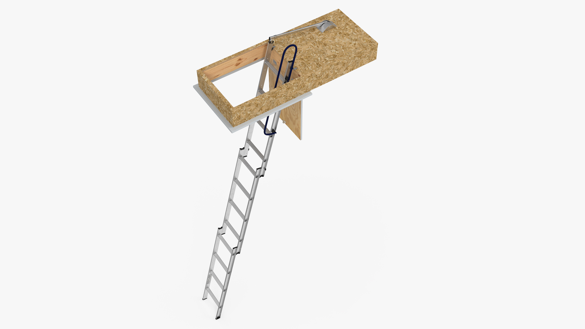 3D model Metal Attic Ladder Rigged