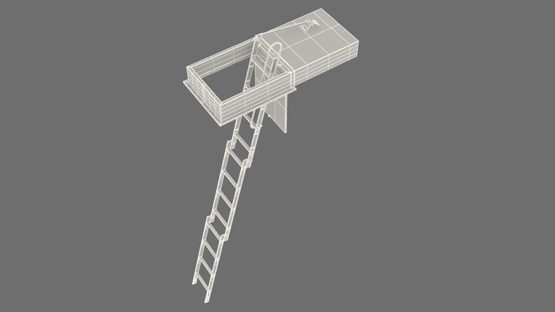 3D model Metal Attic Ladder Rigged