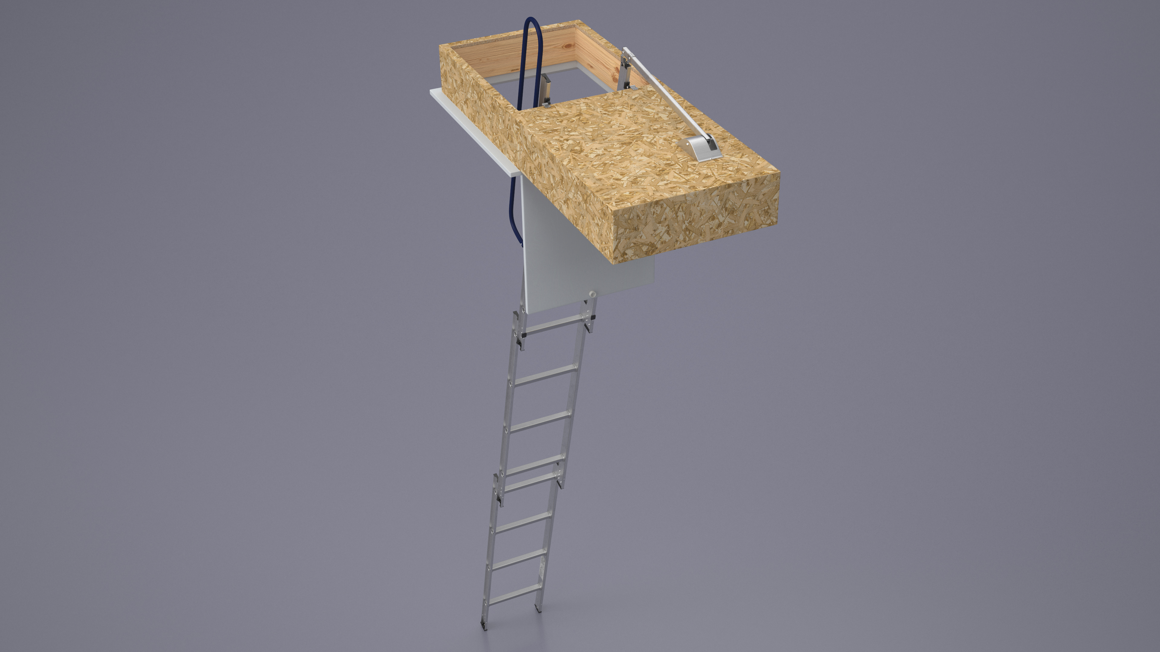 3D model Metal Attic Ladder Rigged