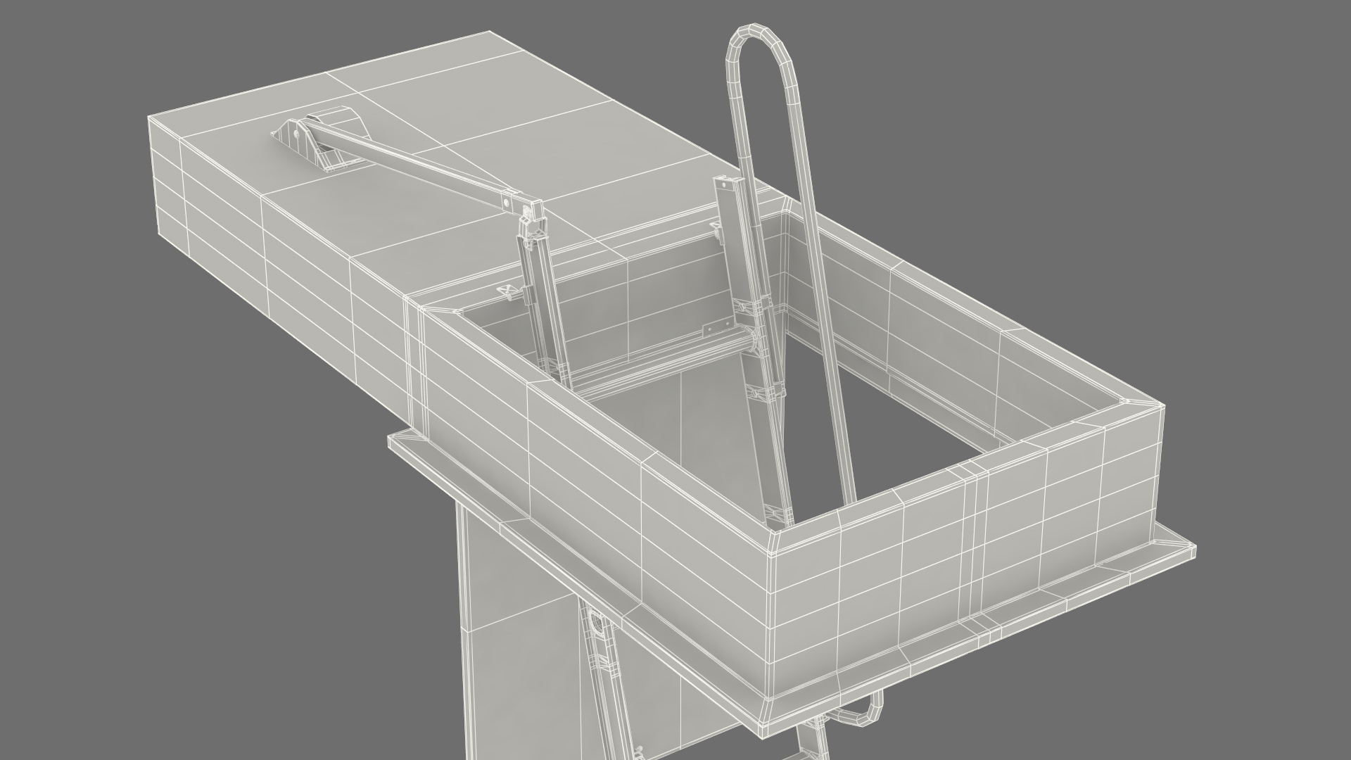 3D model Metal Attic Ladder Rigged