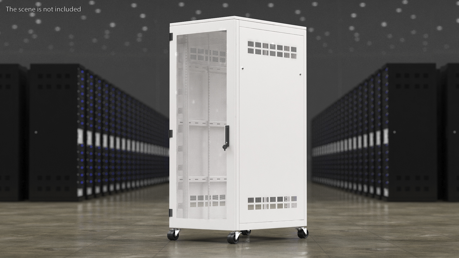 White 33U Floor Standing Rack Cabinet 3D