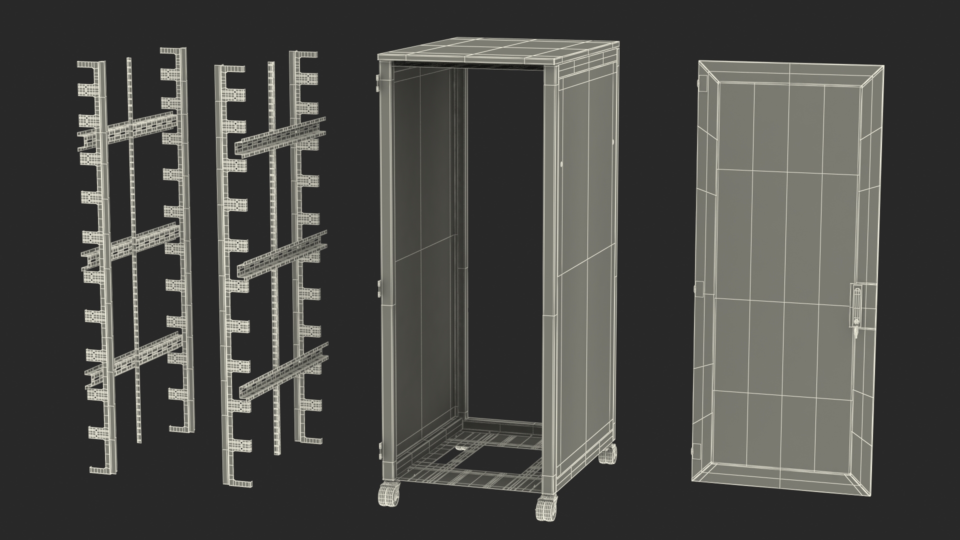 White 33U Floor Standing Rack Cabinet 3D