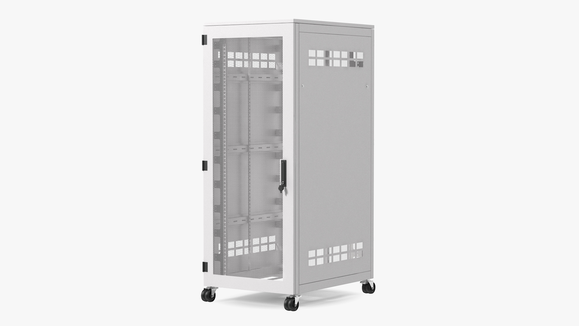 White 33U Floor Standing Rack Cabinet 3D