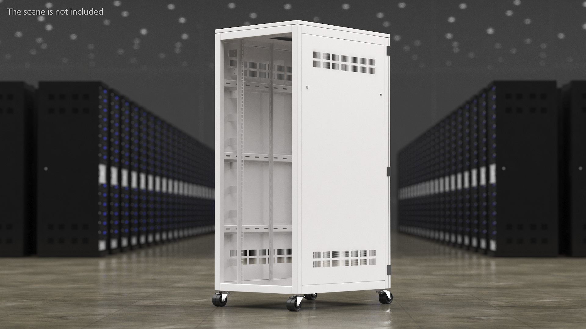 White 33U Floor Standing Rack Cabinet 3D