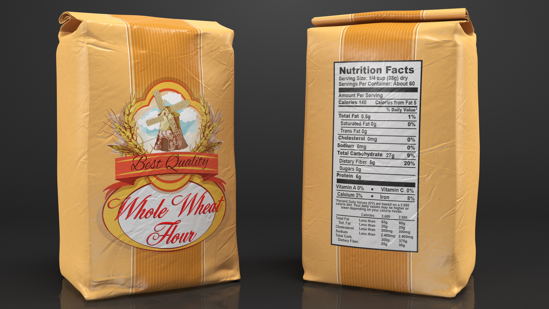 3D Wheat Flour Package 2lb model