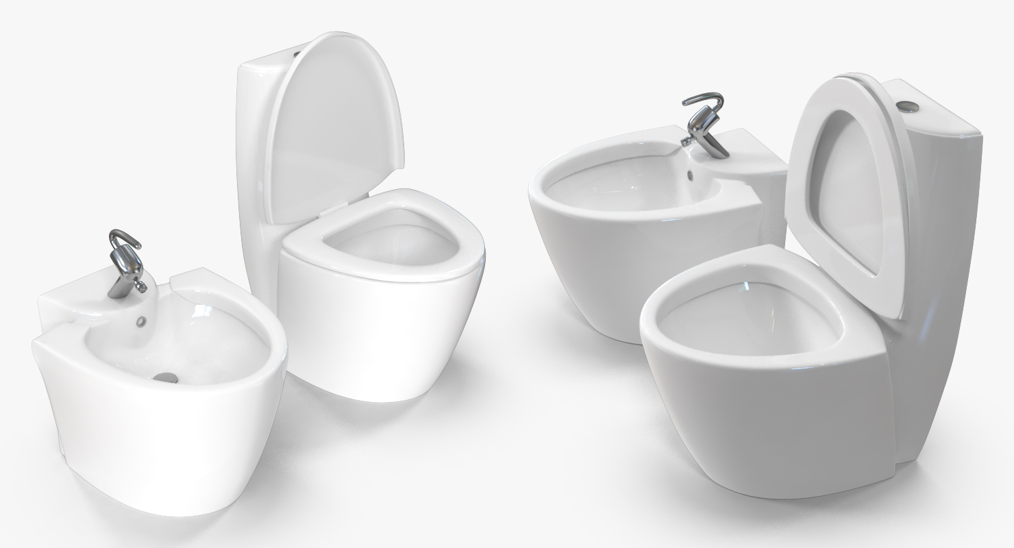 3D model One Piece Wc Toilet And Bidet White