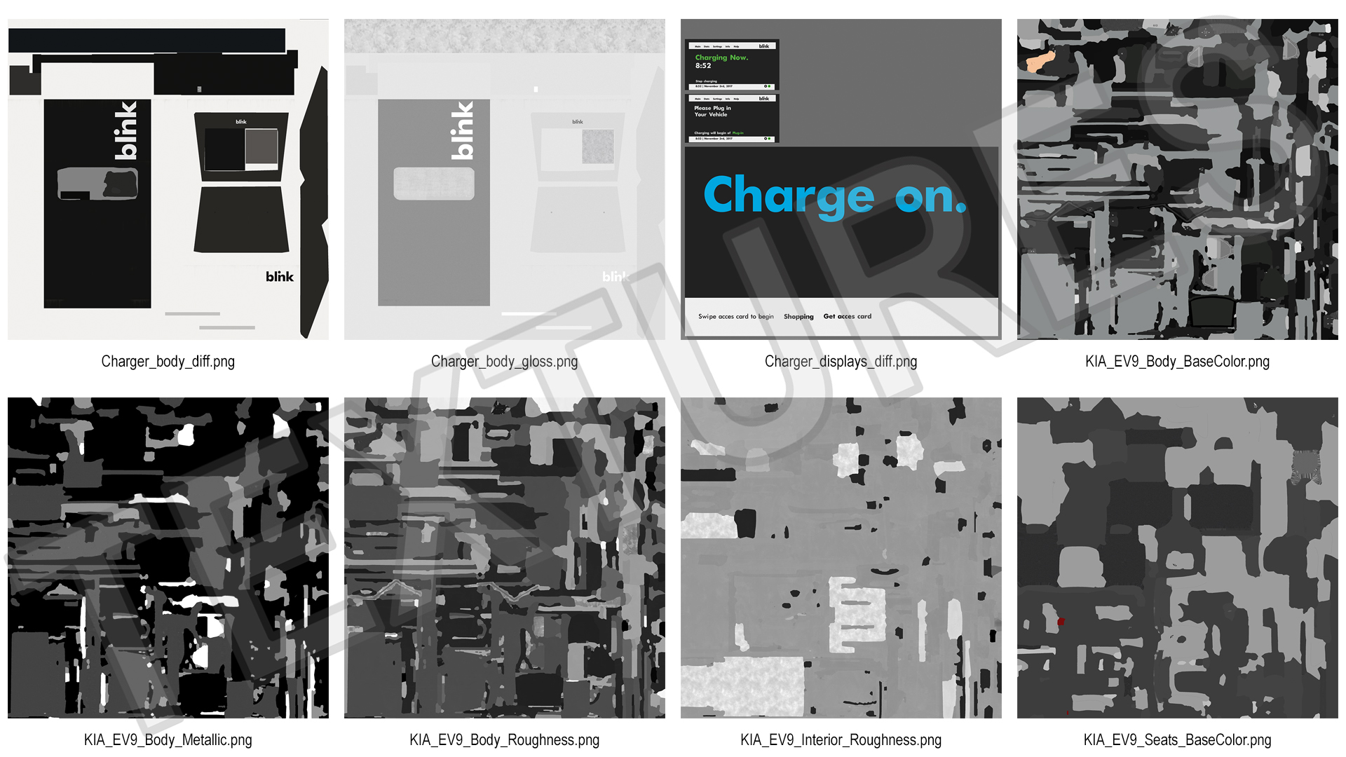 3D model Electric Car Charging Station and KIA EV9 SUV