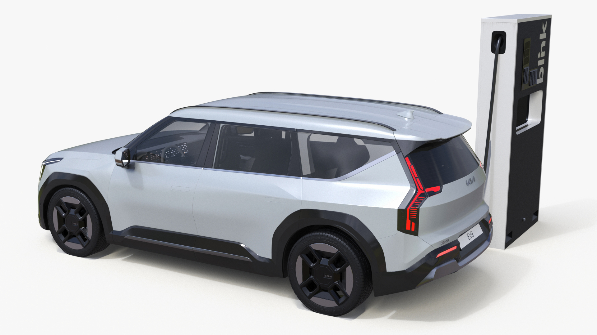 3D model Electric Car Charging Station and KIA EV9 SUV