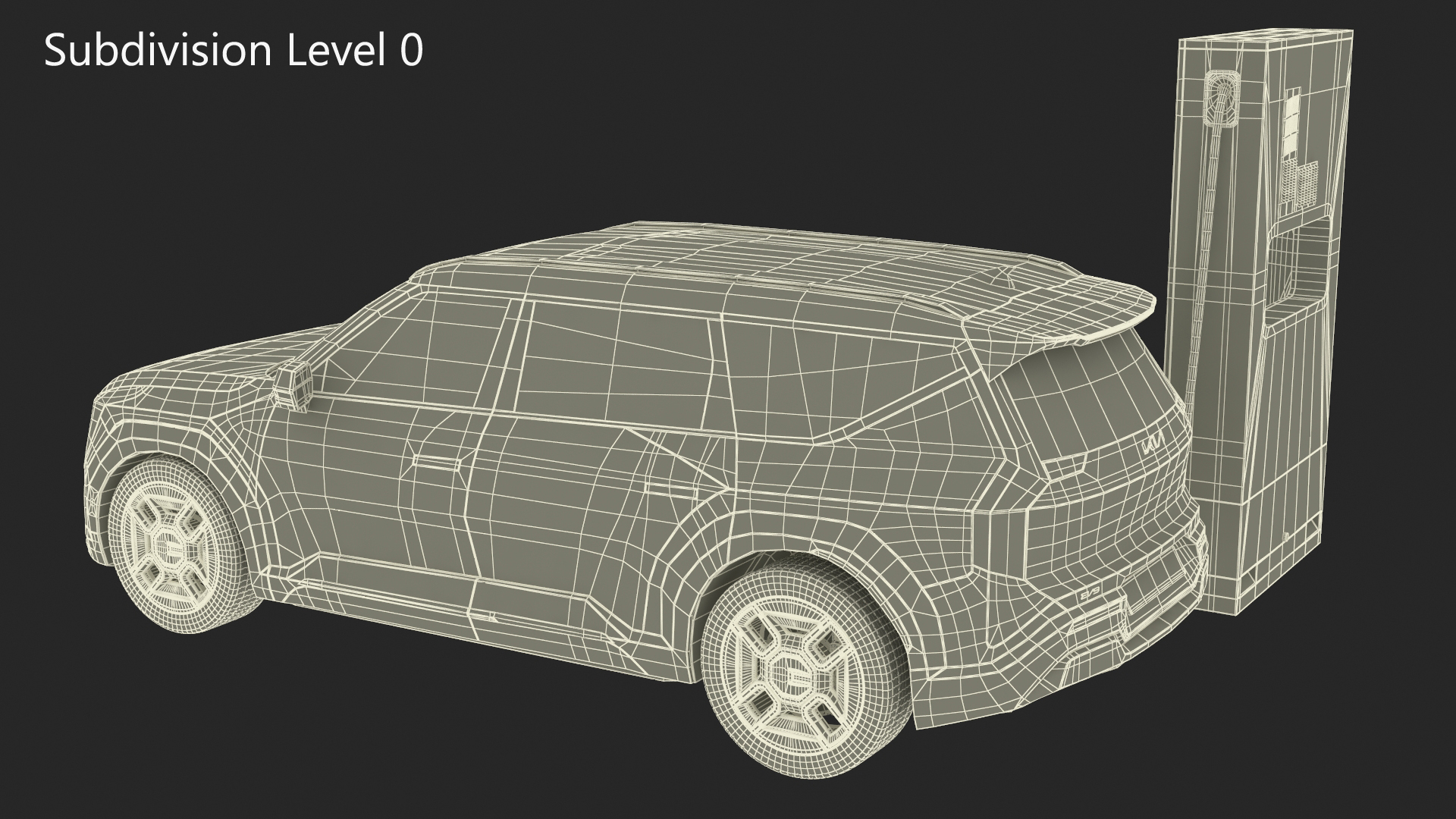 3D model Electric Car Charging Station and KIA EV9 SUV