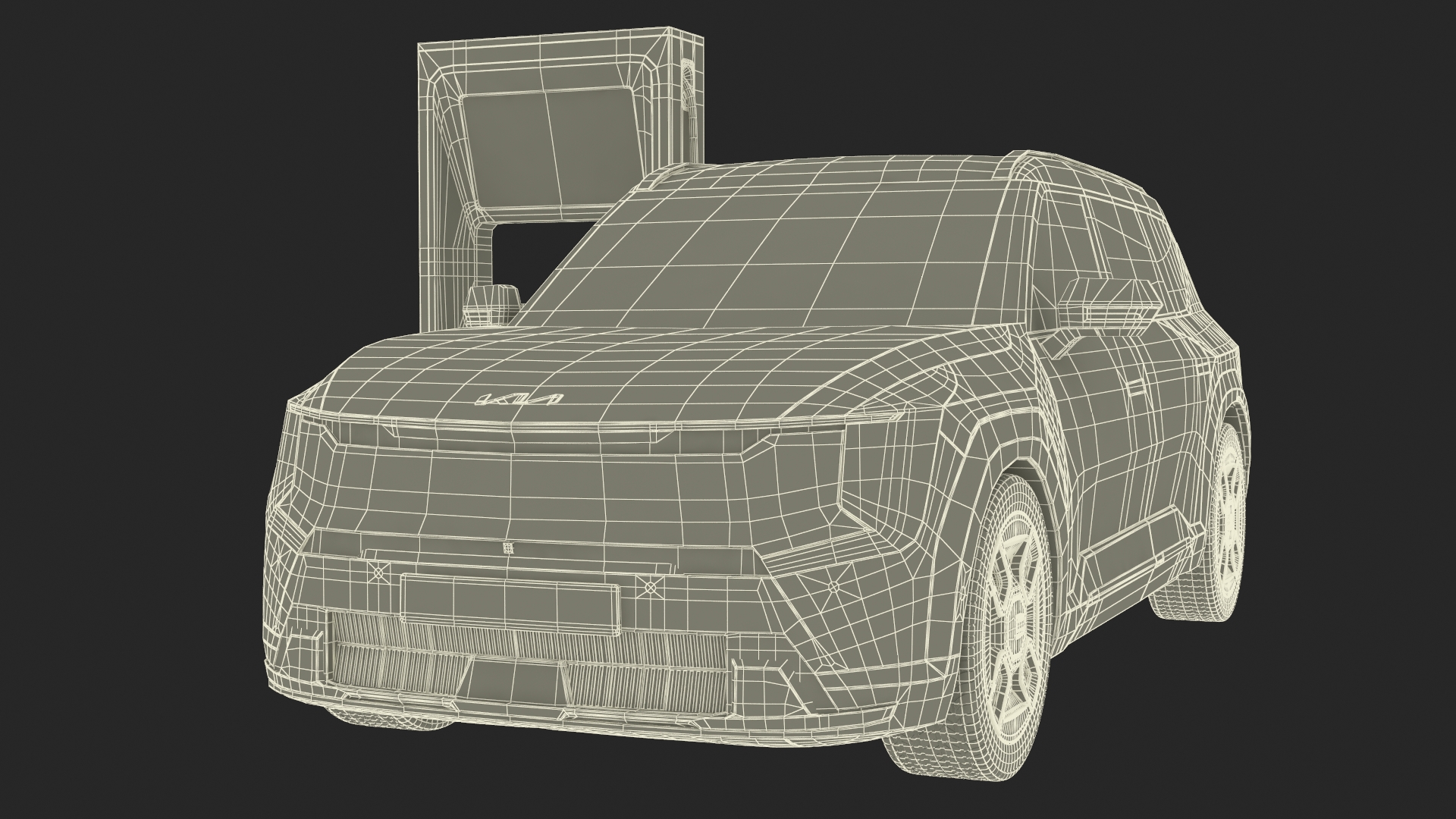 3D model Electric Car Charging Station and KIA EV9 SUV