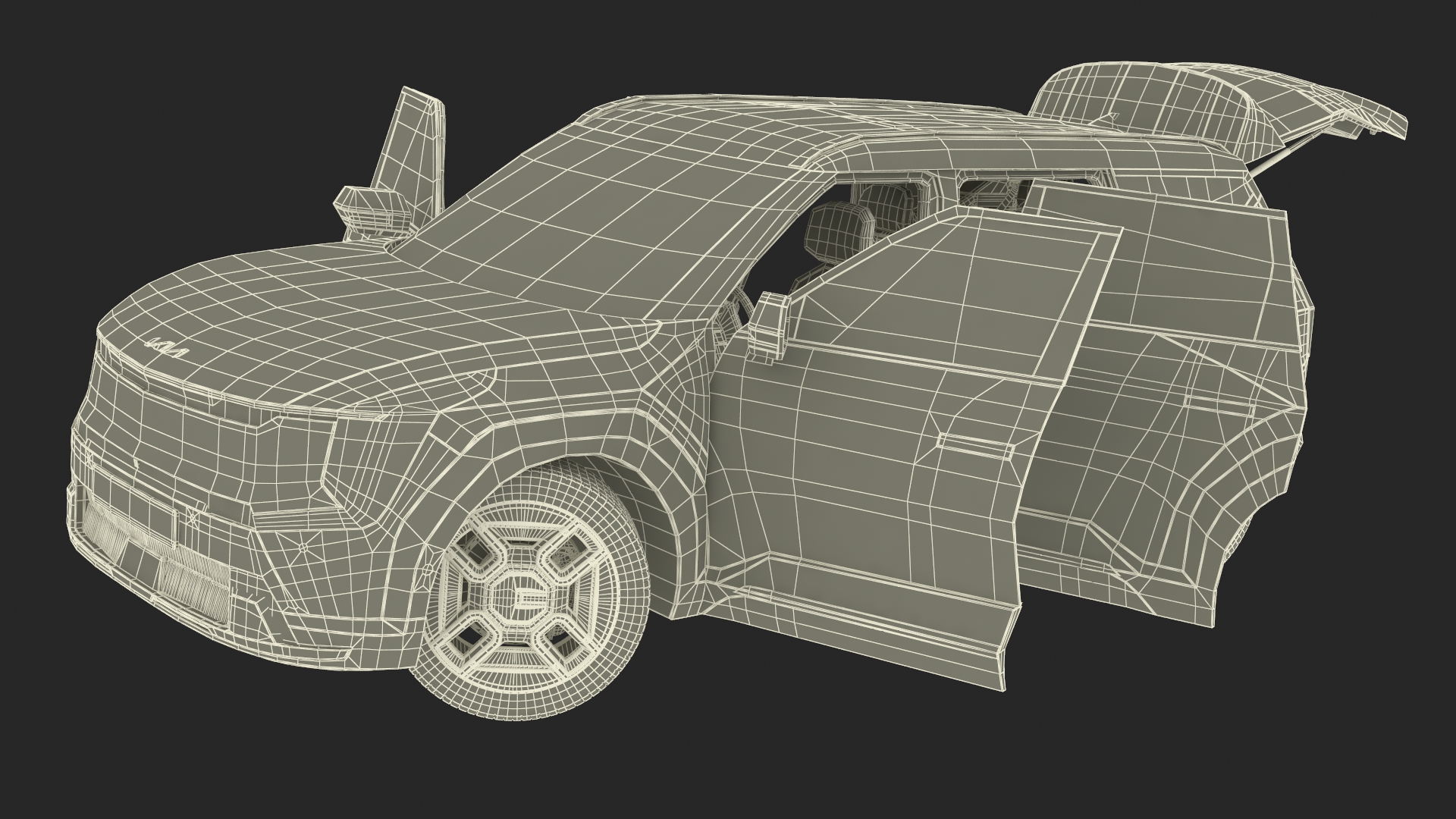 3D model Electric Car Charging Station and KIA EV9 SUV