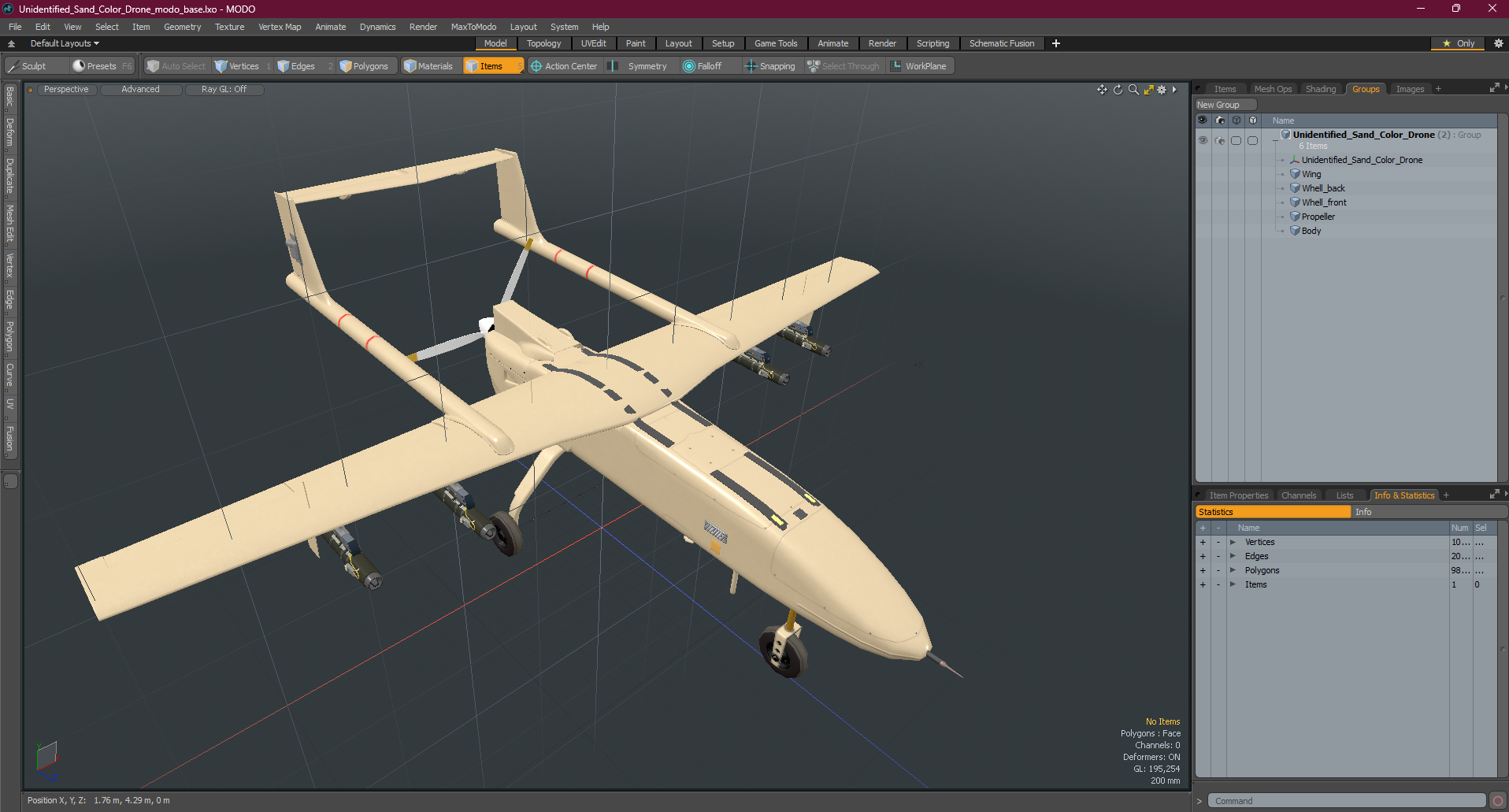 Unidentified Sand Color Drone 3D model