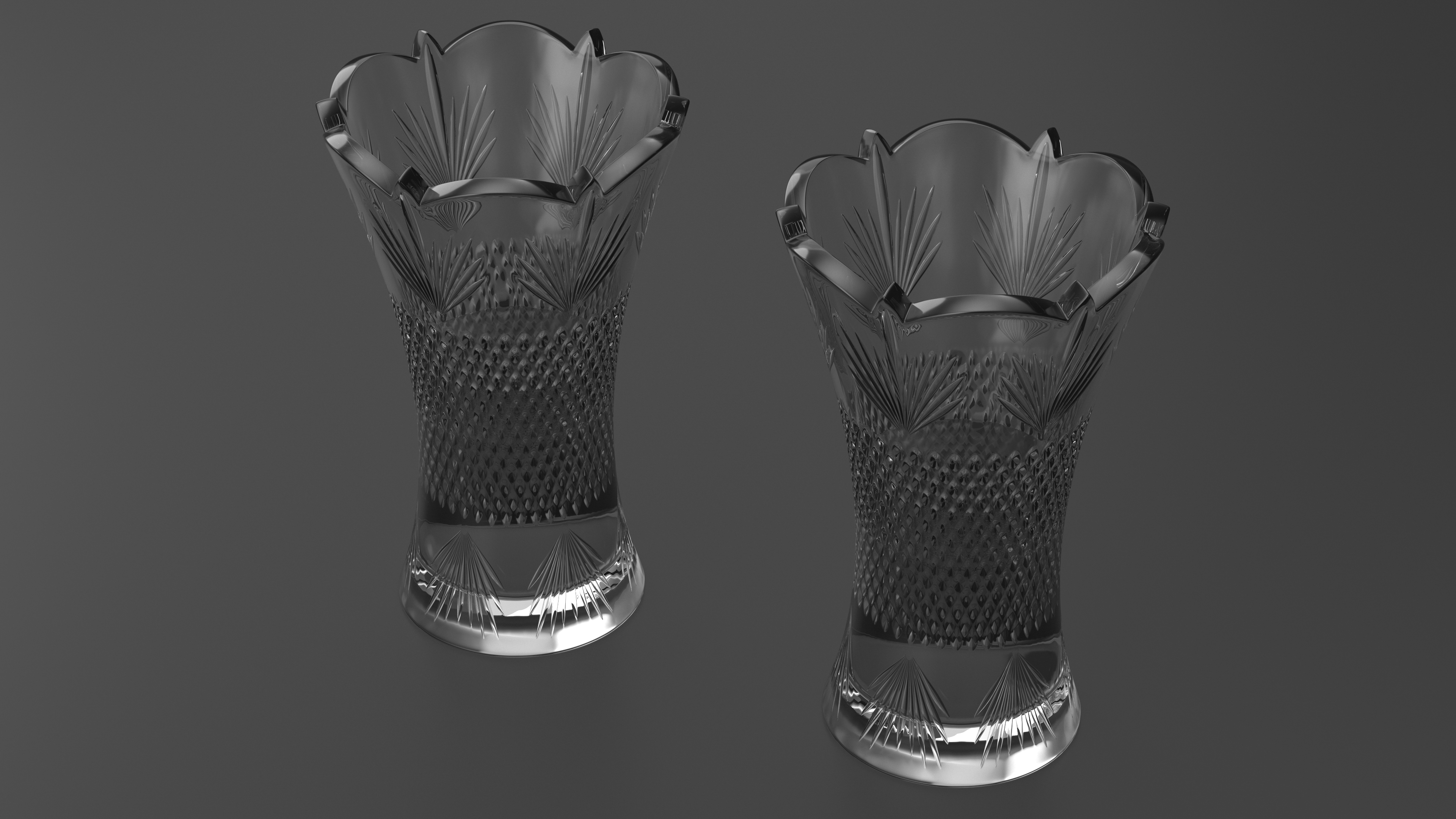 3D Crystal Vase with Textured Design model