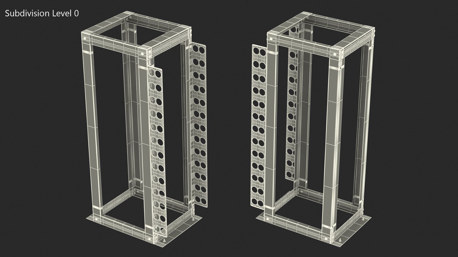 Open Frame Server Rack 36U Empty 3D