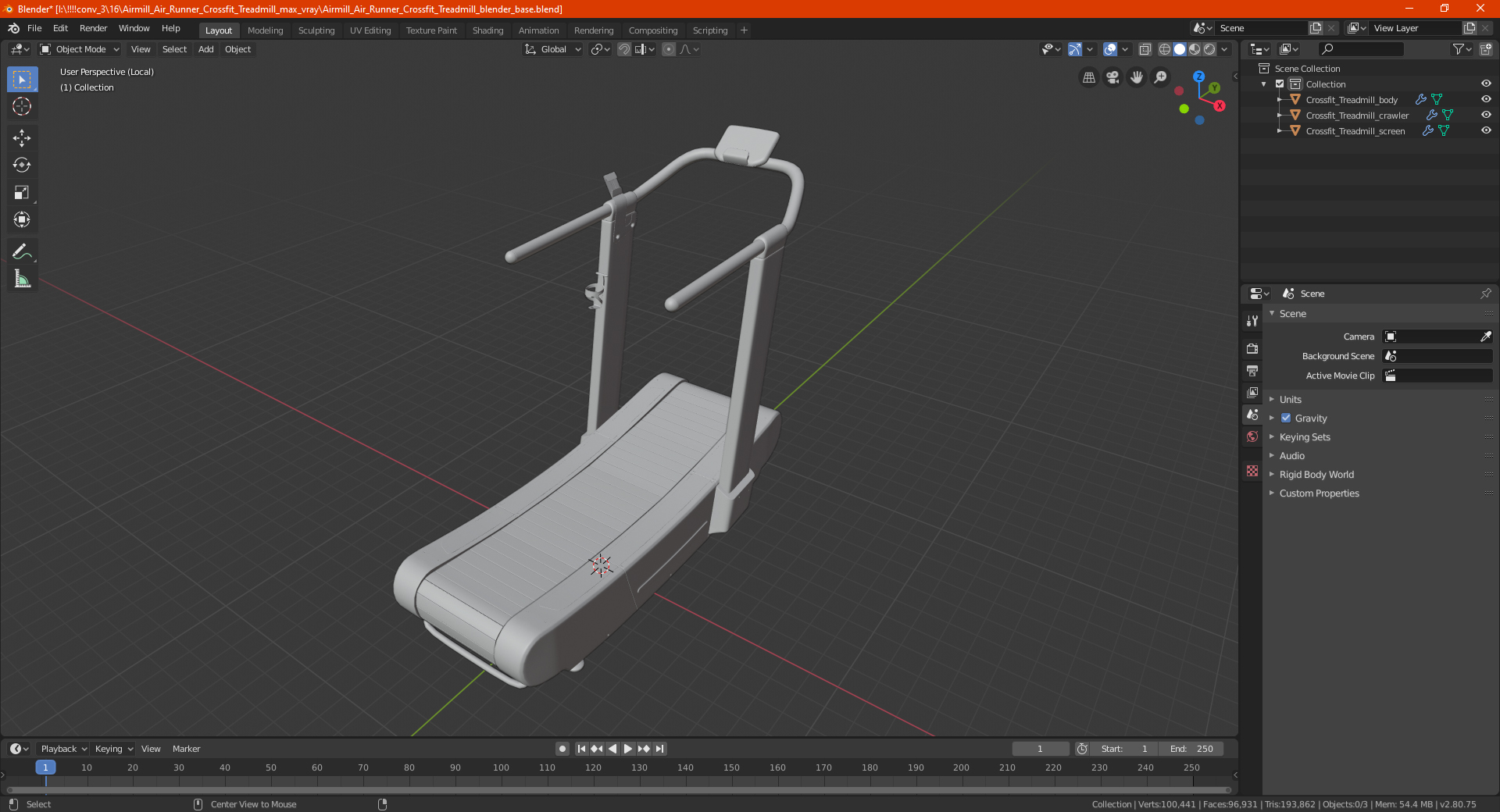 Airmill Air Runner Crossfit Treadmill 3D