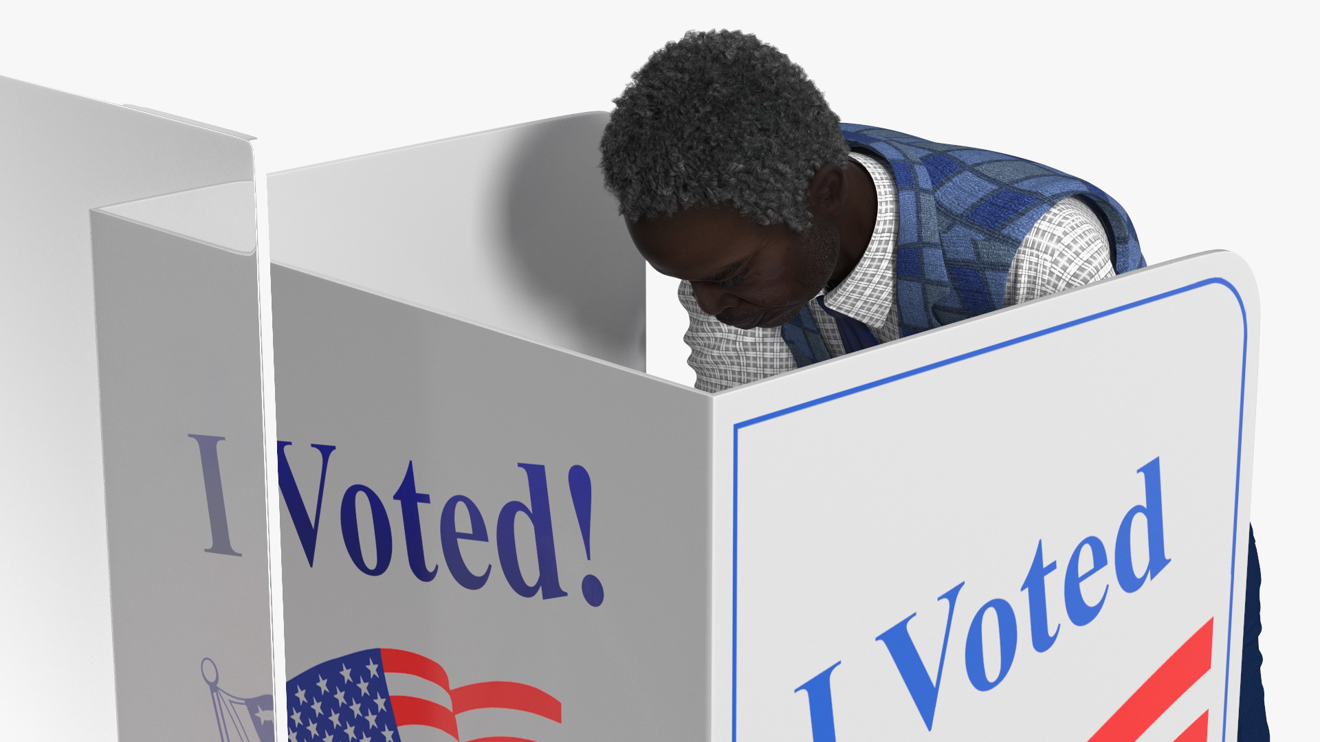 Afro American Man with Voting Table Rigged 3D