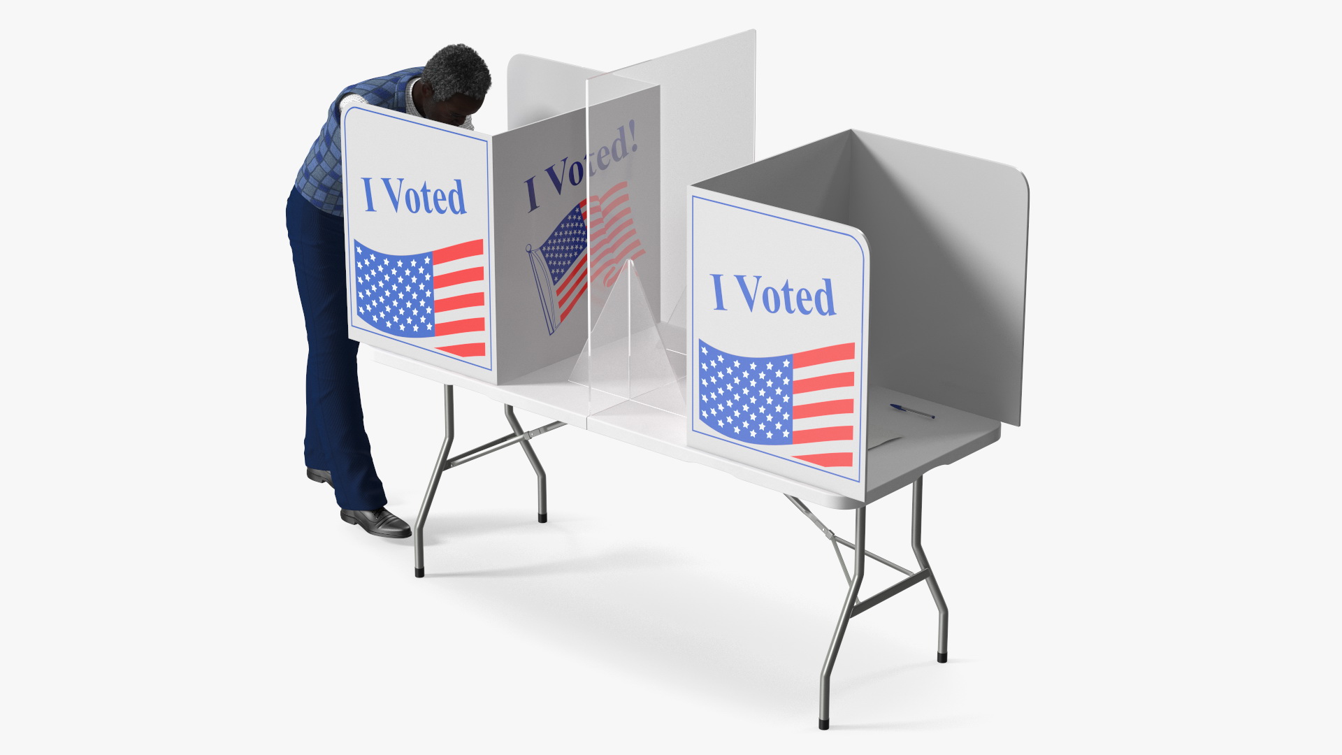 Afro American Man with Voting Table Rigged 3D