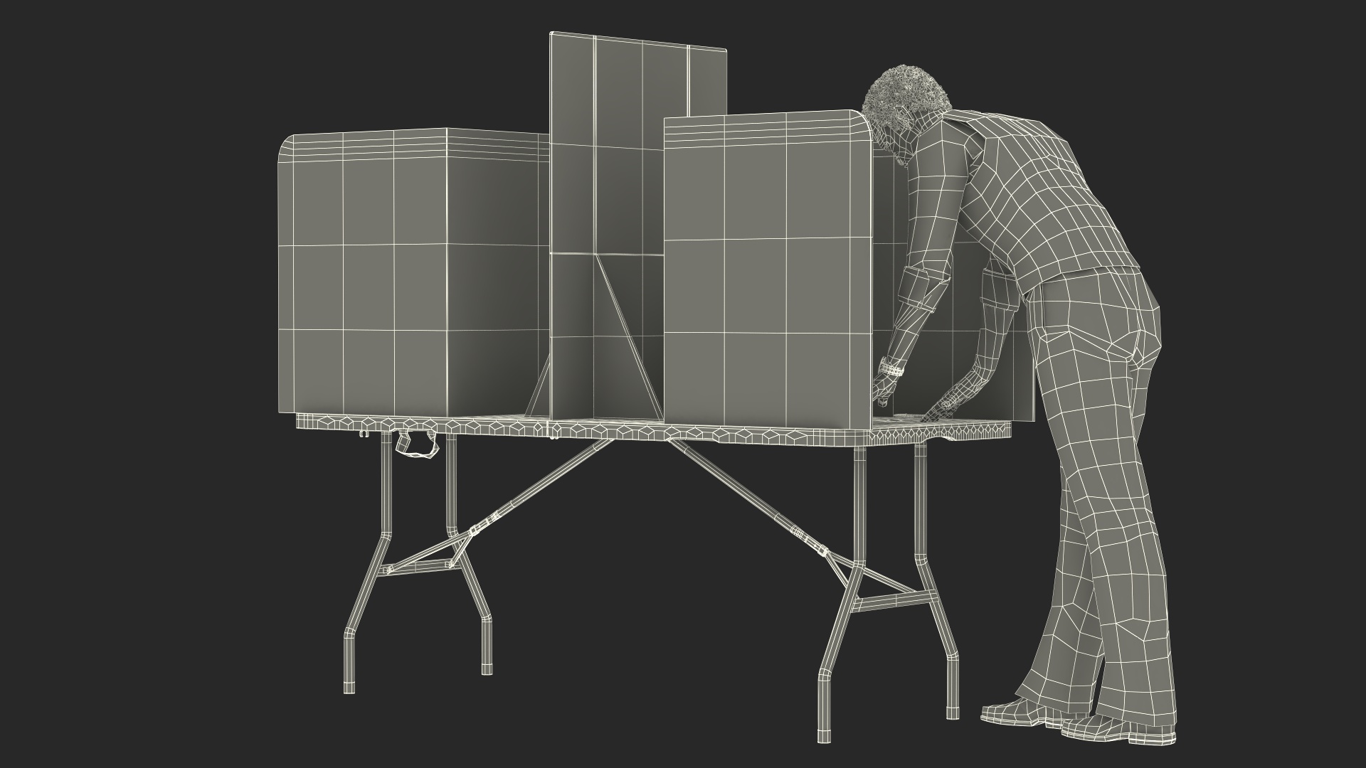 Afro American Man with Voting Table Rigged 3D