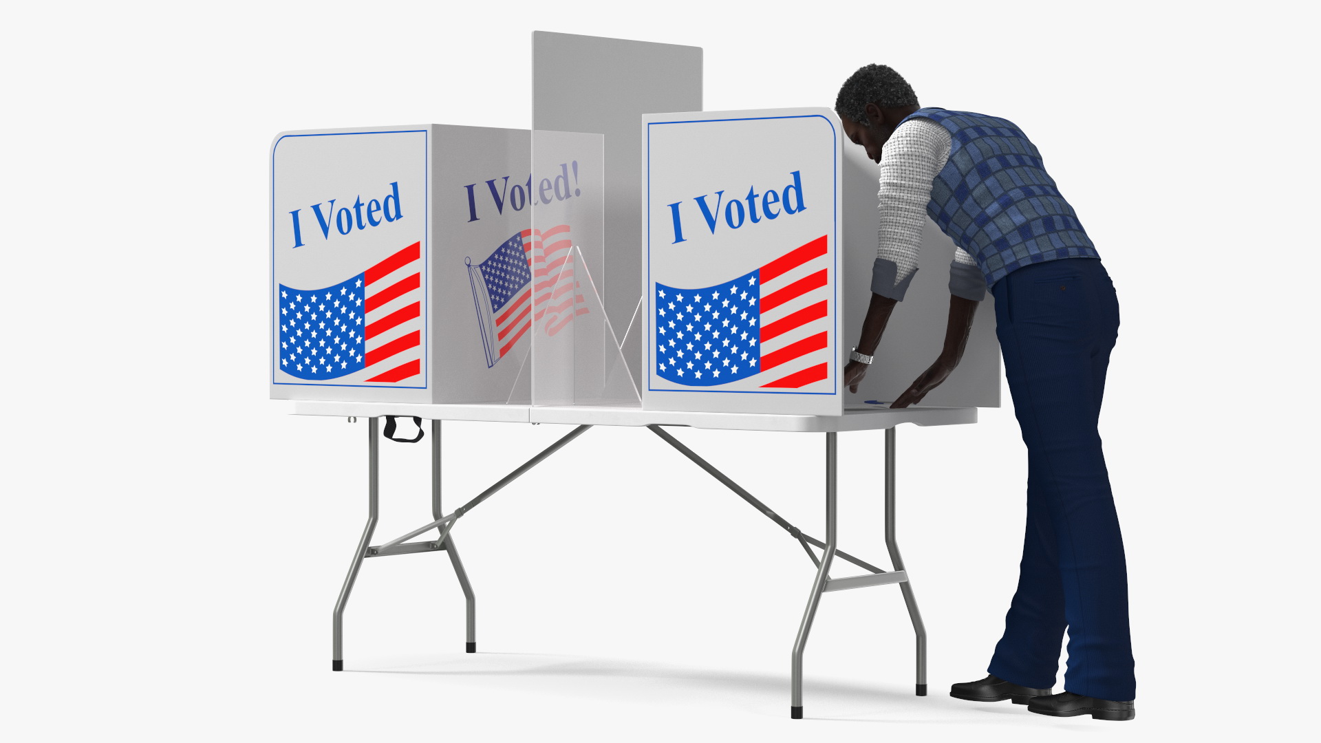 Afro American Man with Voting Table Rigged 3D