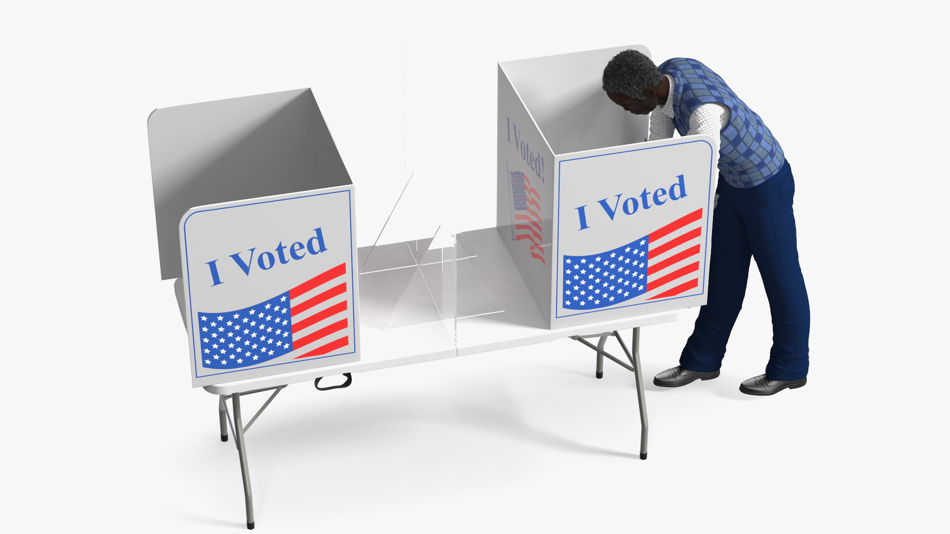 Afro American Man with Voting Table Rigged 3D