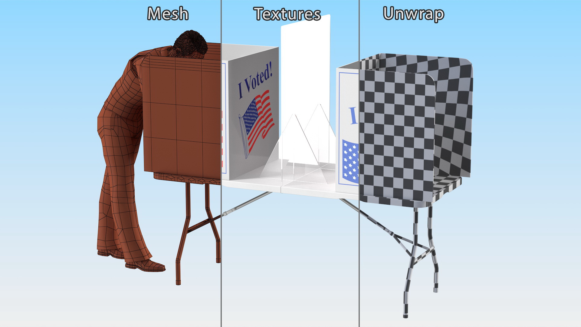 Afro American Man with Voting Table Rigged 3D