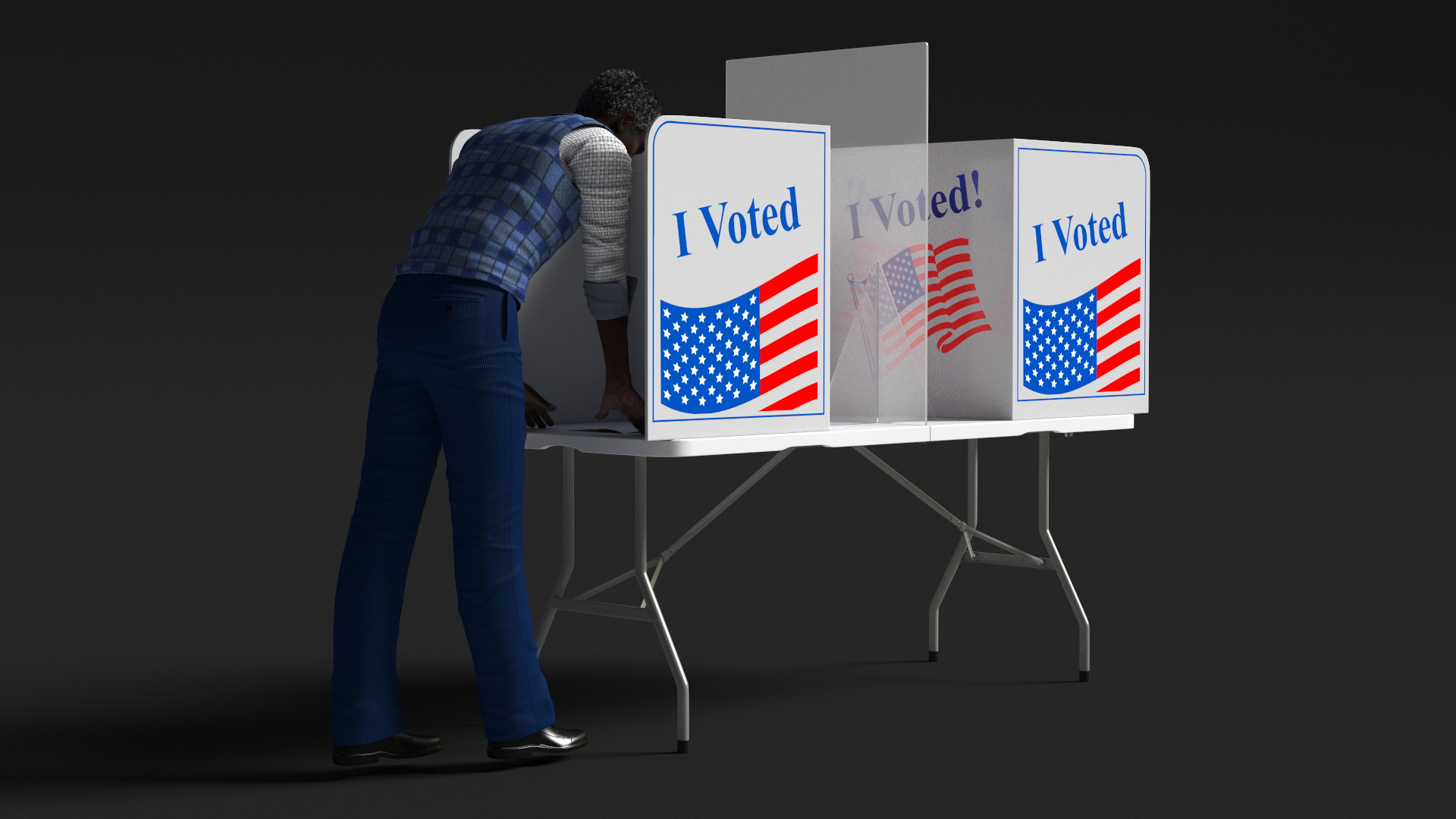 Afro American Man with Voting Table Rigged 3D