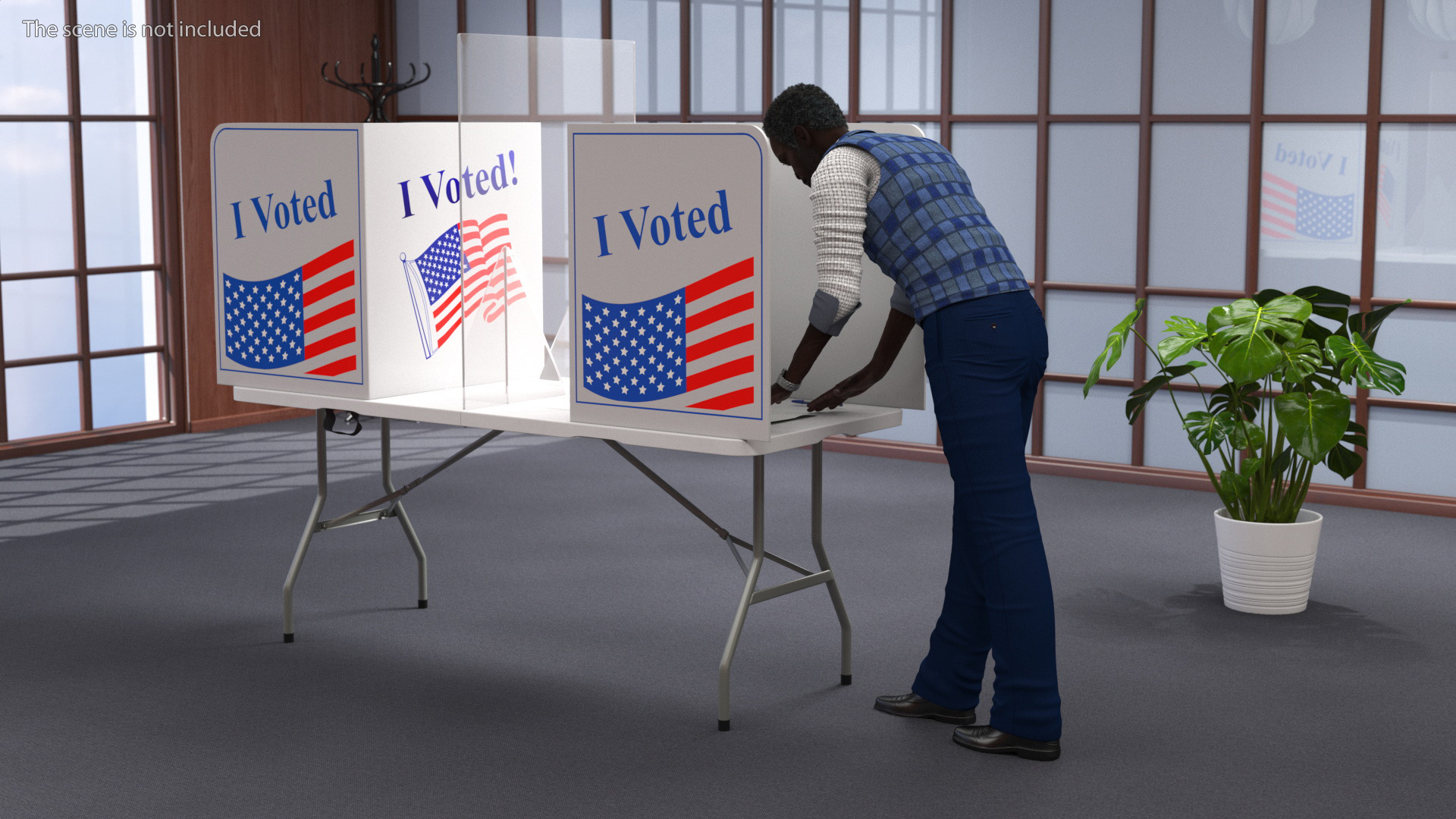 Afro American Man with Voting Table Rigged 3D