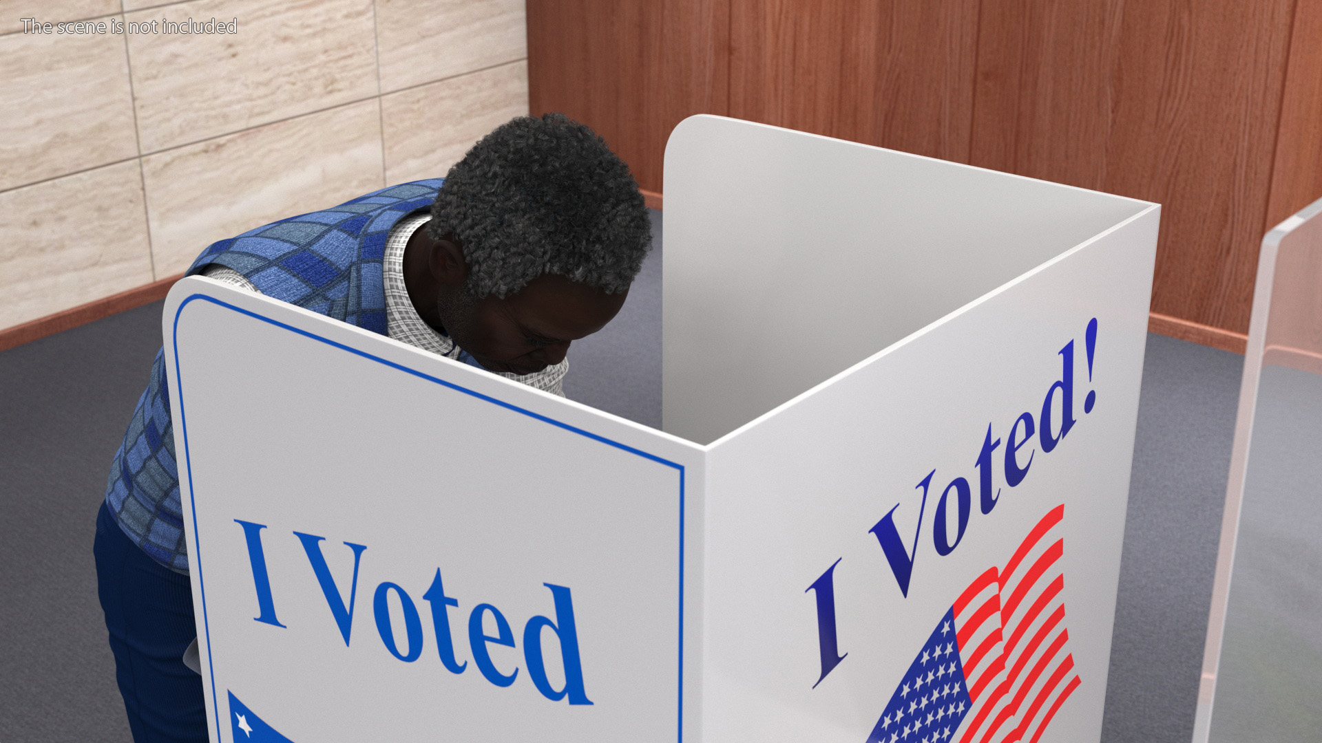 Afro American Man with Voting Table Rigged 3D