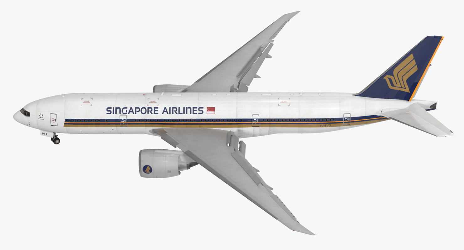 Boeing 777 200LR Singapore Airlines Rigged 3D