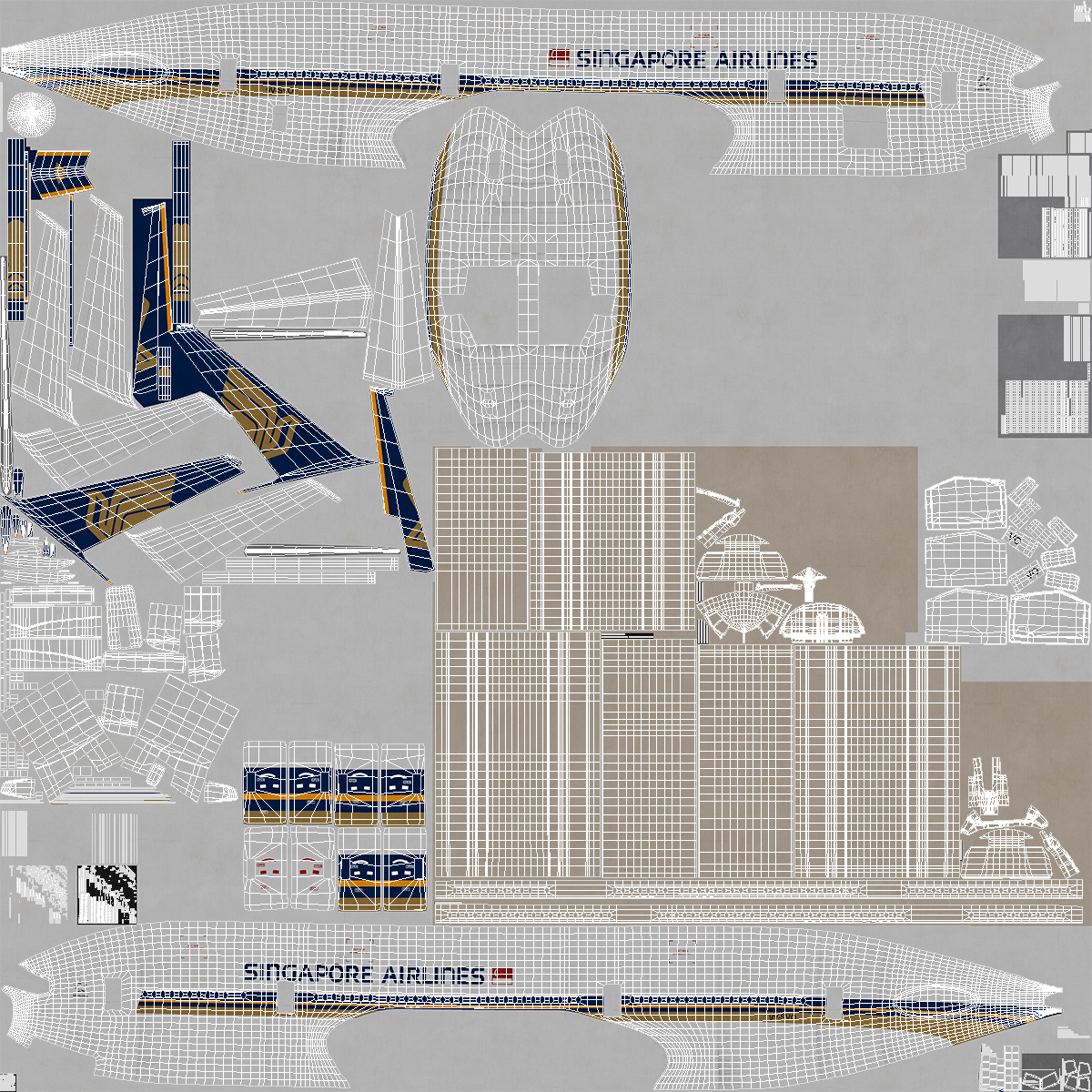 Boeing 777 200LR Singapore Airlines Rigged 3D