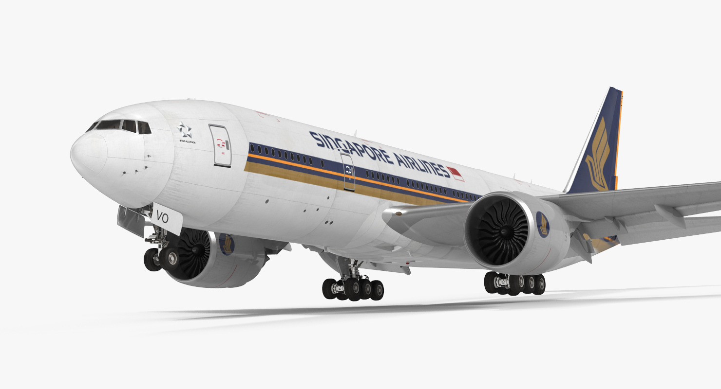 Boeing 777 200LR Singapore Airlines Rigged 3D